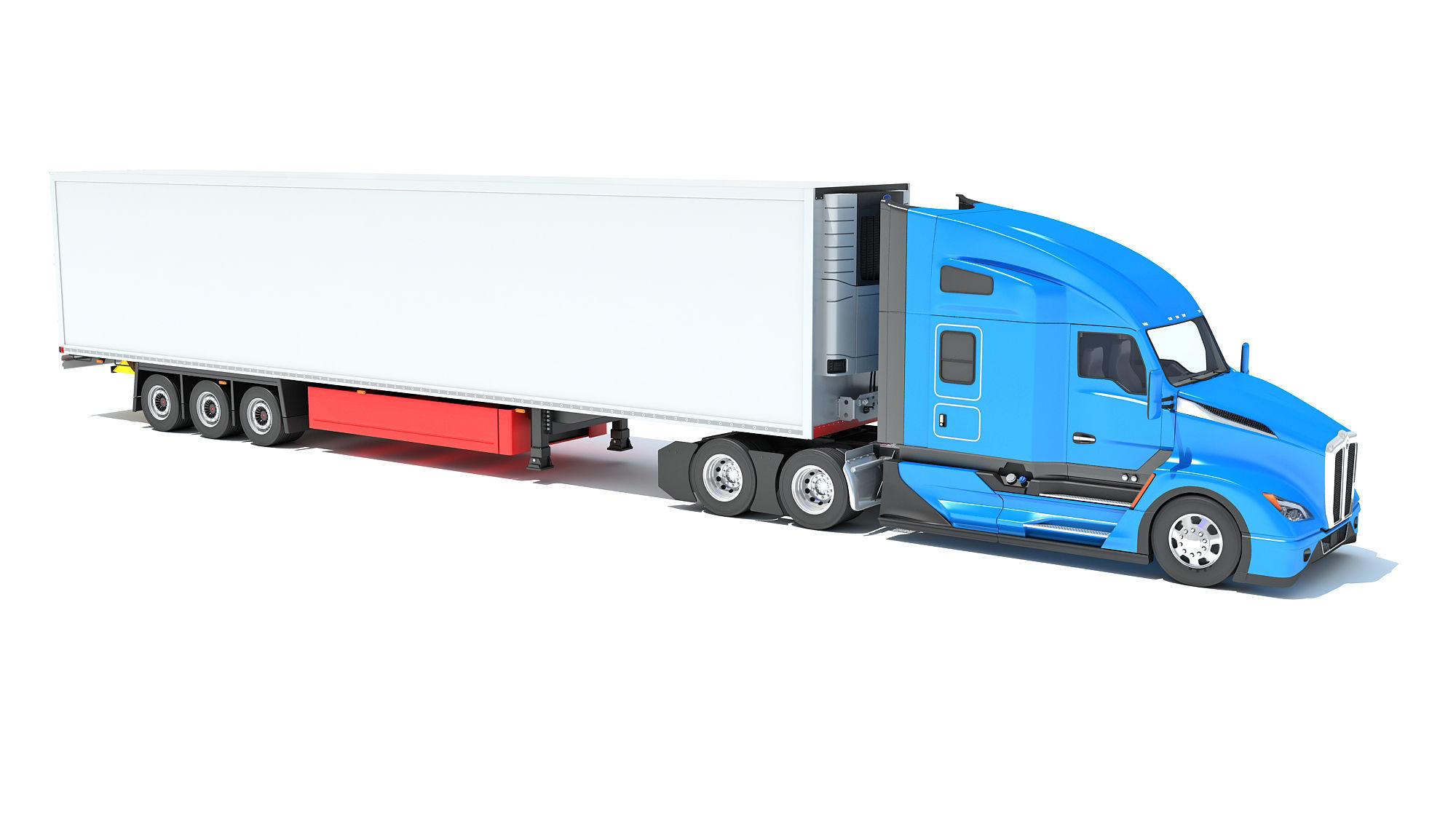 Truck with Reefer Refrigerator Trailer 3D model_7