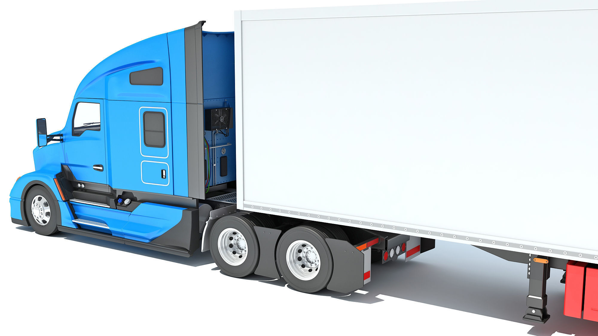 Truck with Reefer Refrigerator Trailer 3D model_13