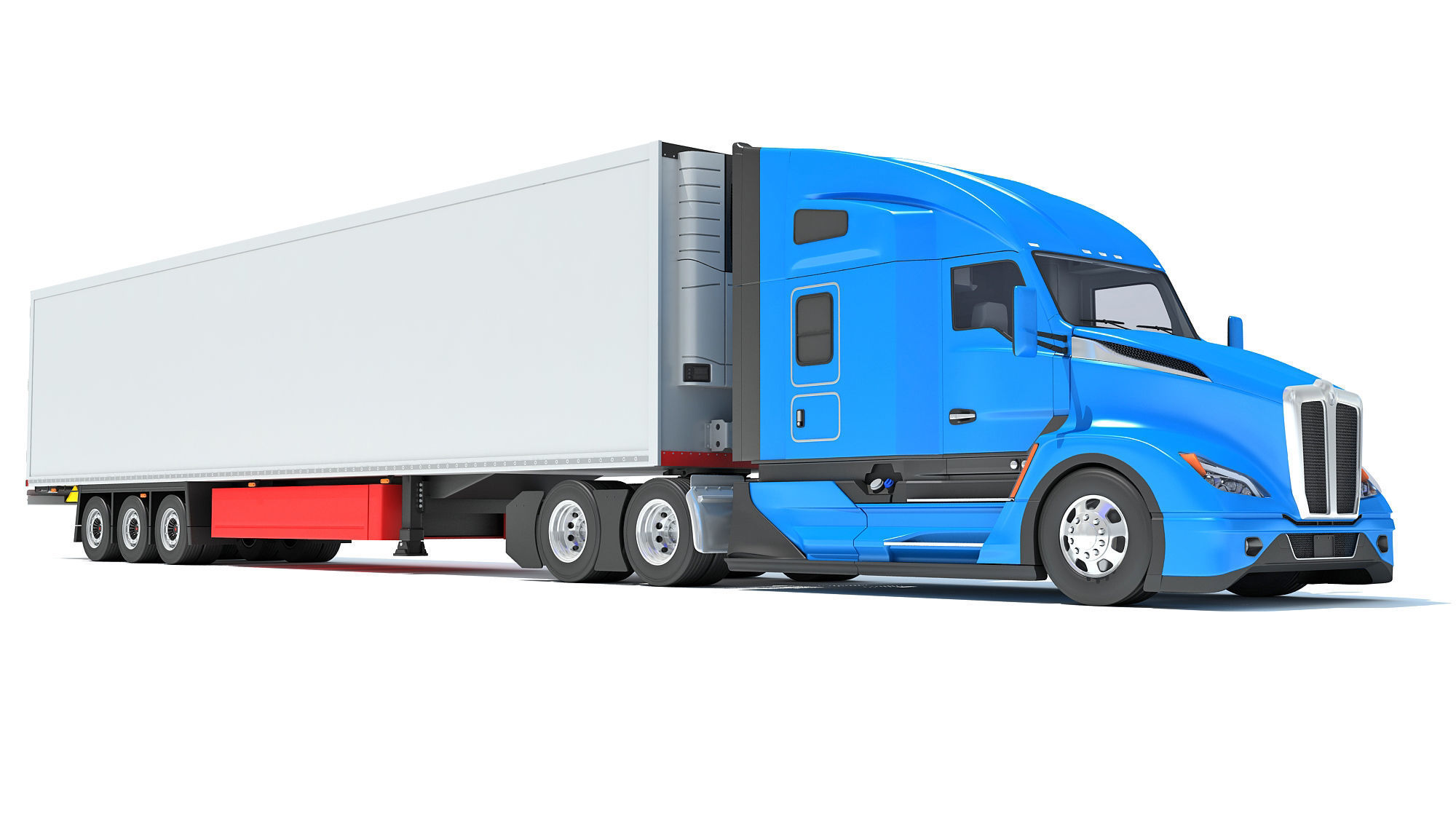 Truck with Reefer Refrigerator Trailer 3D model_9