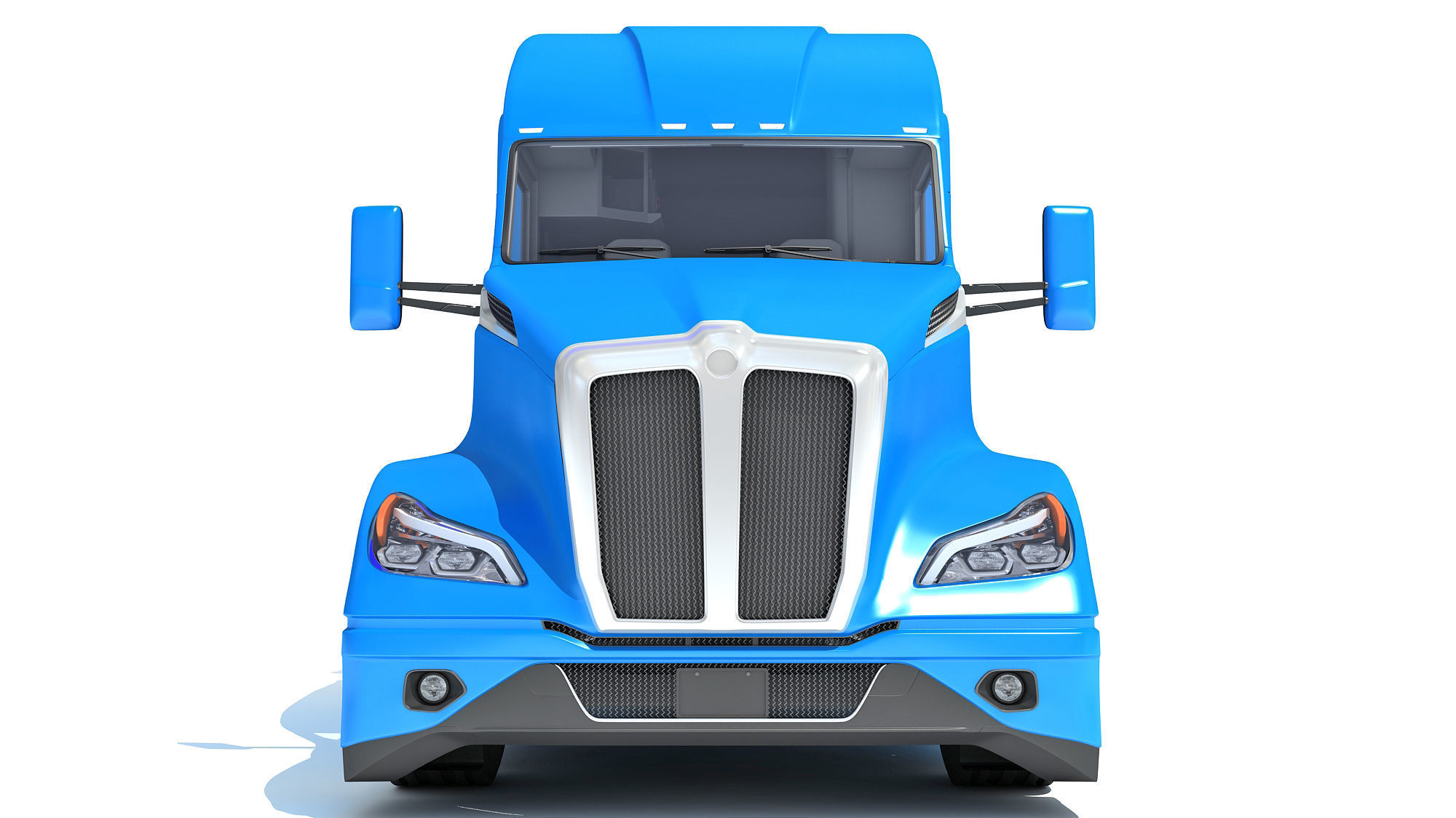 Truck with Reefer Refrigerator Trailer 3D model_10