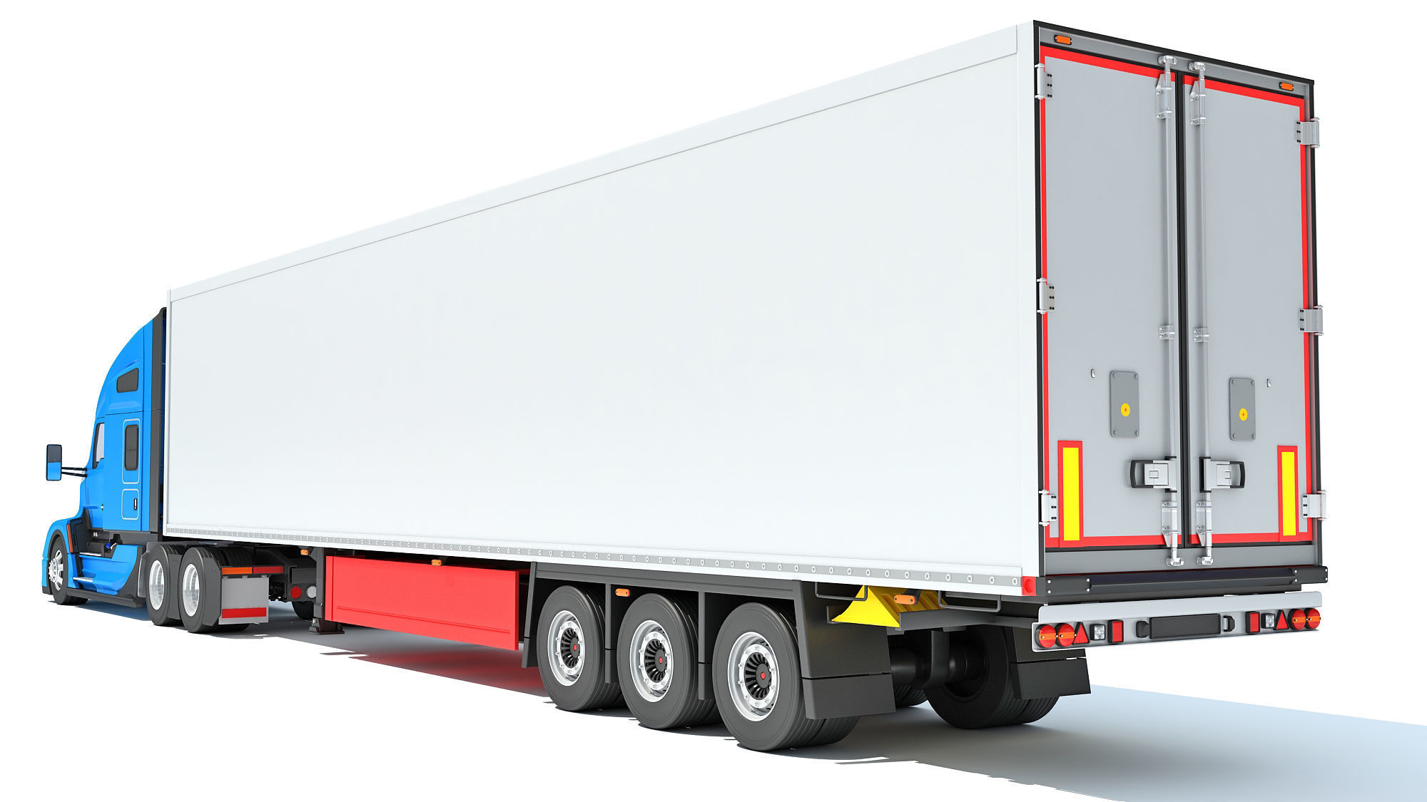 Truck with Reefer Refrigerator Trailer 3D model_3