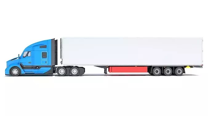 Truck with Reefer Refrigerator Trailer 3D model