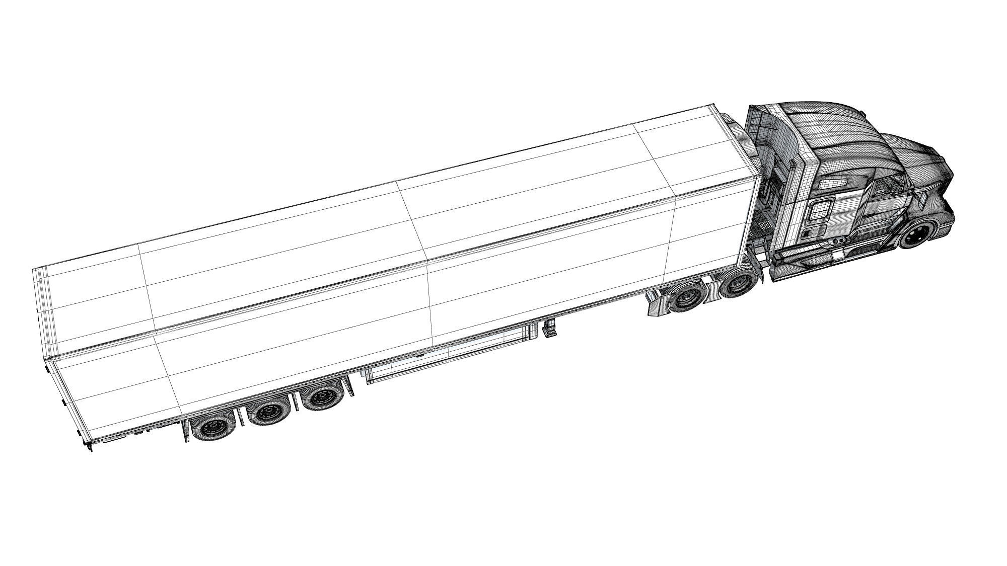 Truck with Reefer Refrigerator Trailer 3D model_18