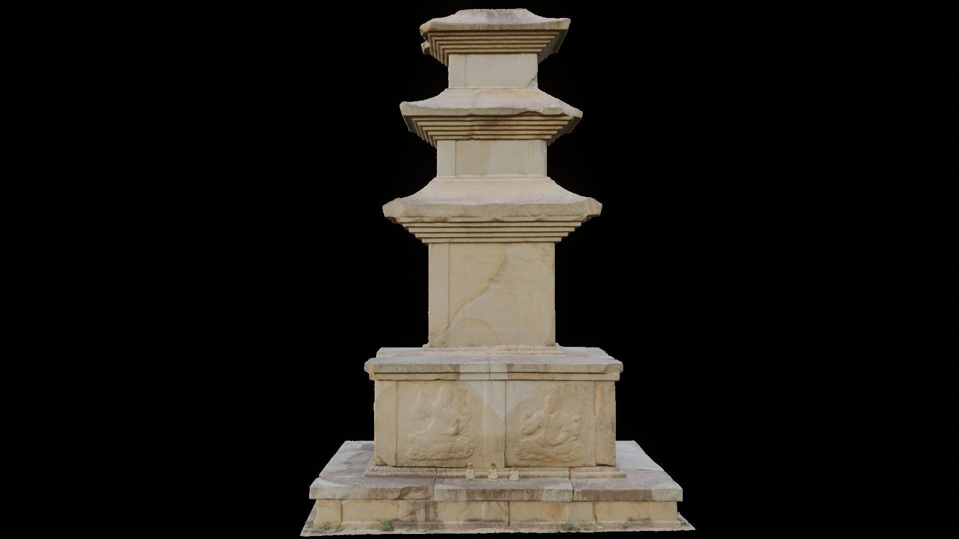 Three-story Stone Pagoda at Changnimsa Temple Site 3D model_3
