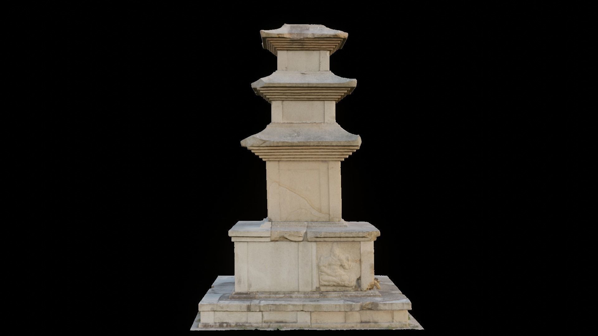 Three-story Stone Pagoda at Changnimsa Temple Site 3D model_2