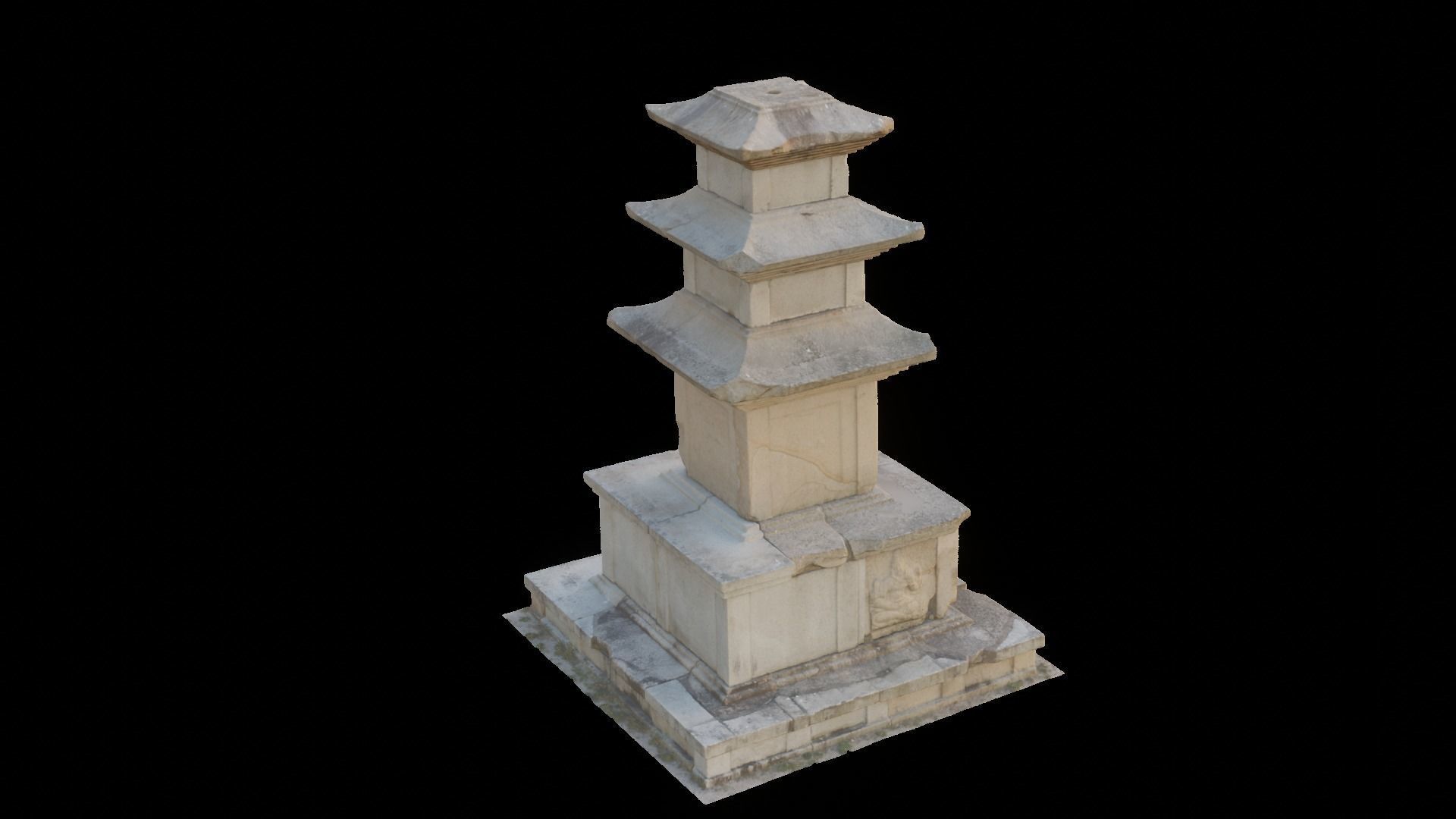 Three-story Stone Pagoda at Changnimsa Temple Site 3D model_1