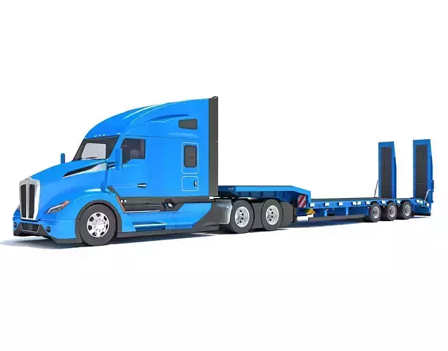 Truck with Platform Trailer 3D model