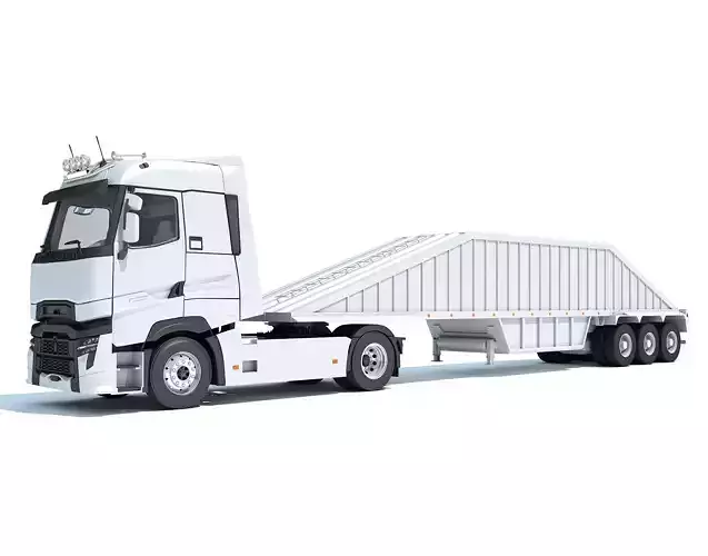 Truck with Bottom Dump Trailer 3D model