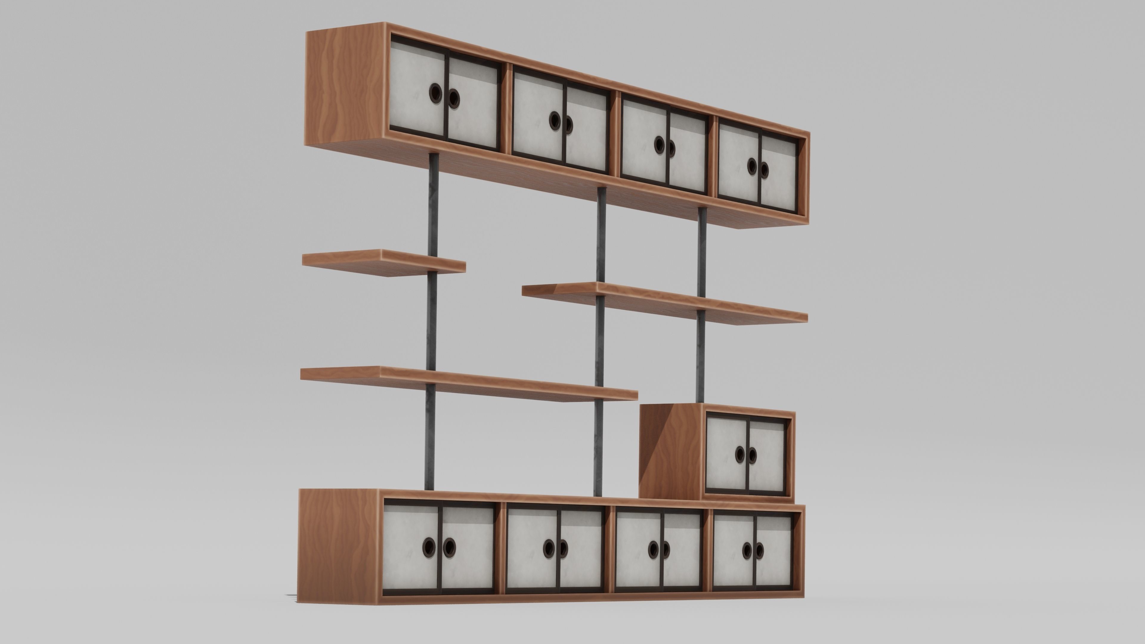 Japanese Furniture Kit - big shelves Low-poly 3D model_4