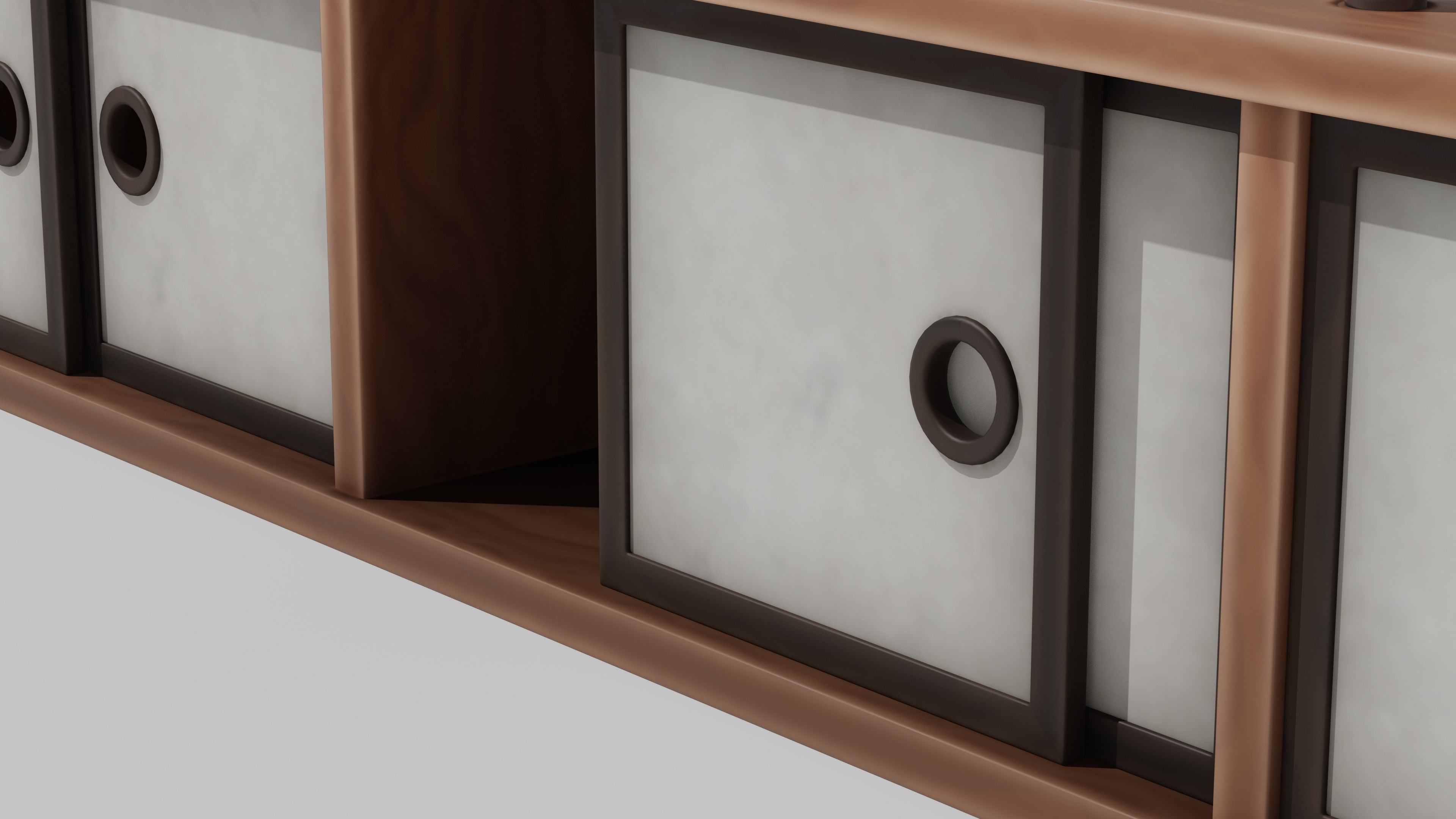 Japanese Furniture Kit - big shelves Low-poly 3D model_6