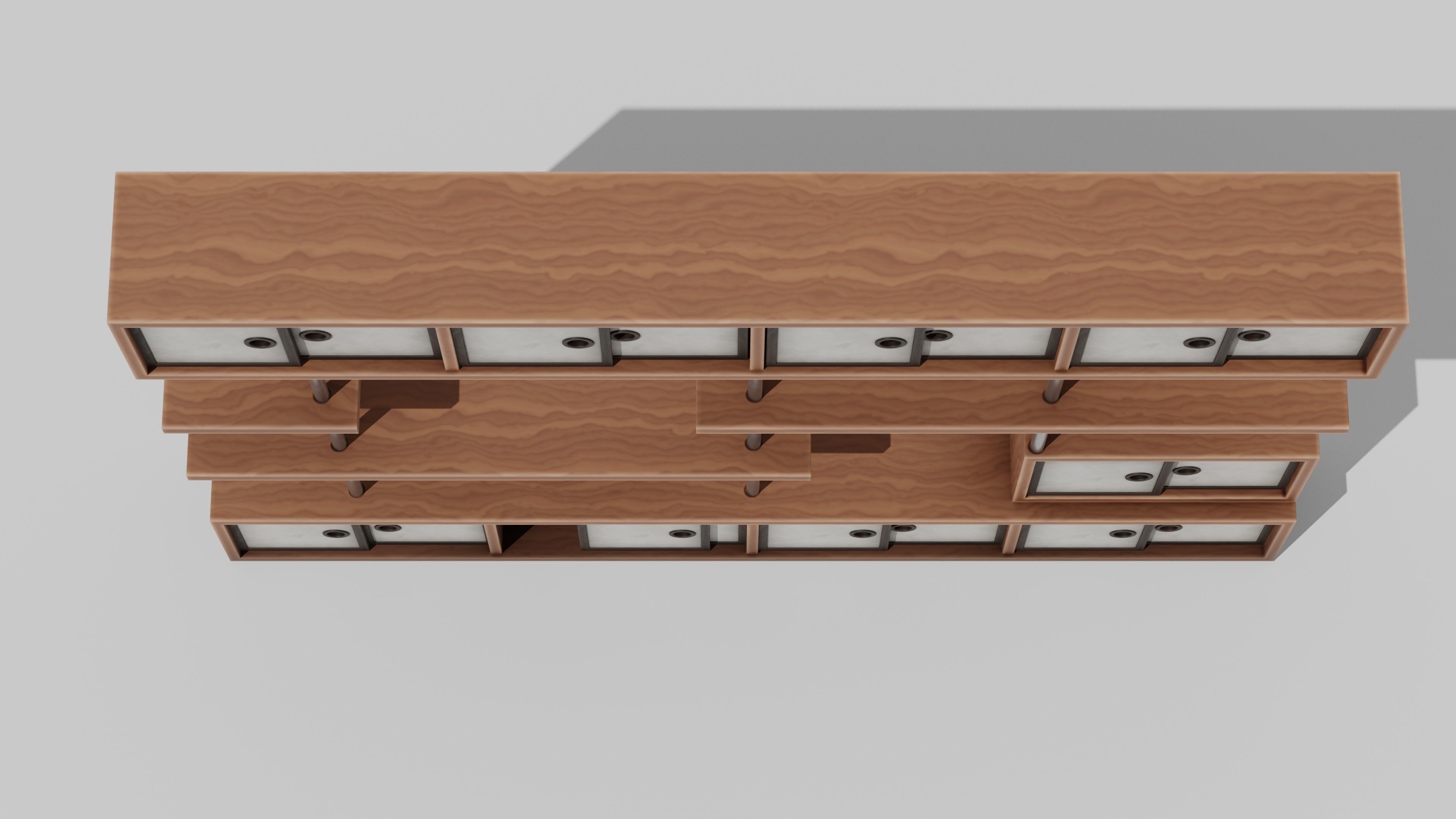 Japanese Furniture Kit - big shelves Low-poly 3D model_8