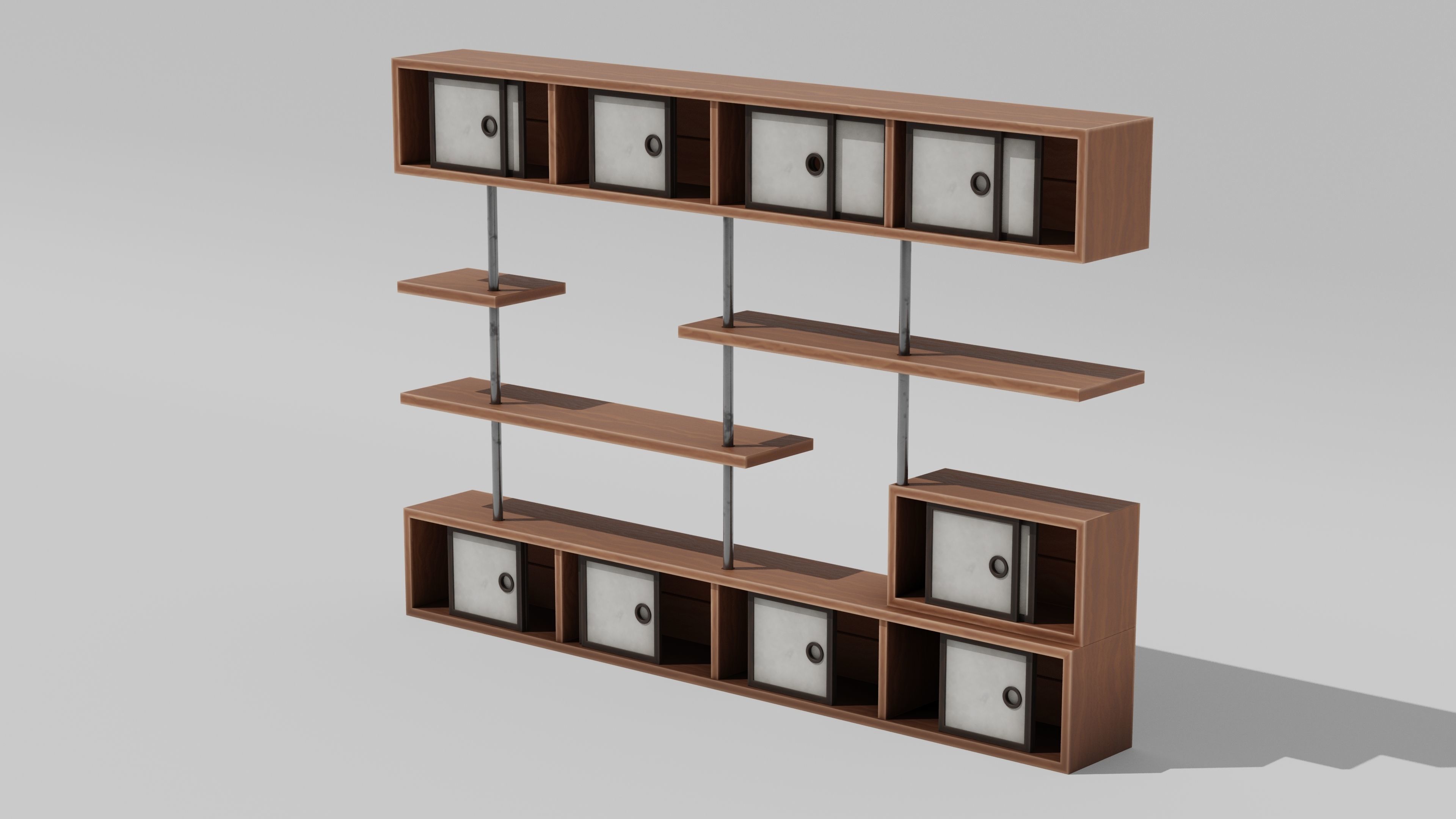 Japanese Furniture Kit - big shelves Low-poly 3D model_2