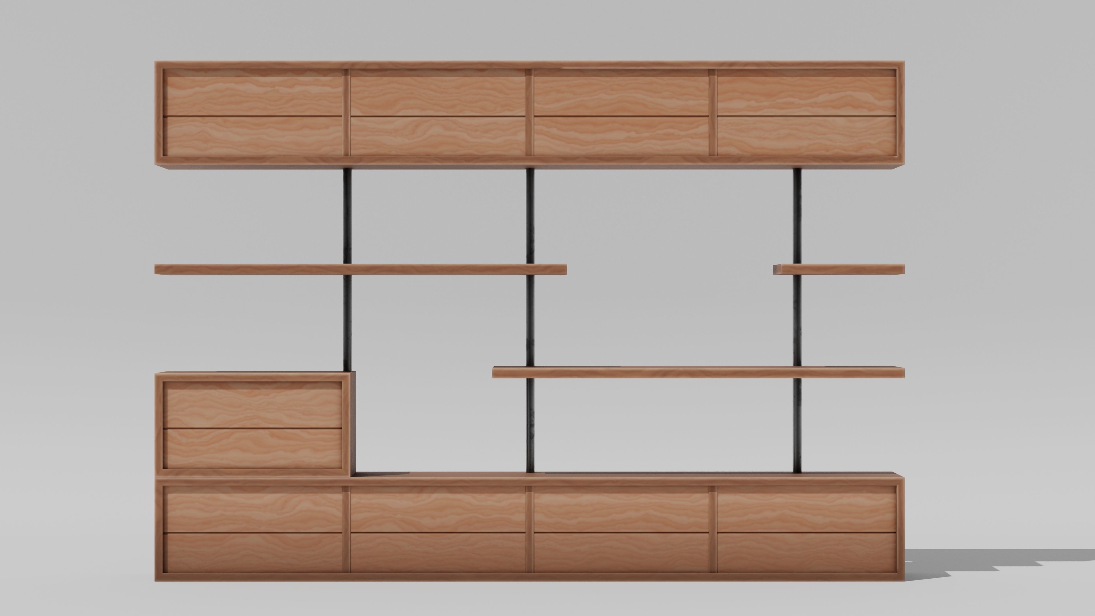 Japanese Furniture Kit - big shelves Low-poly 3D model_10