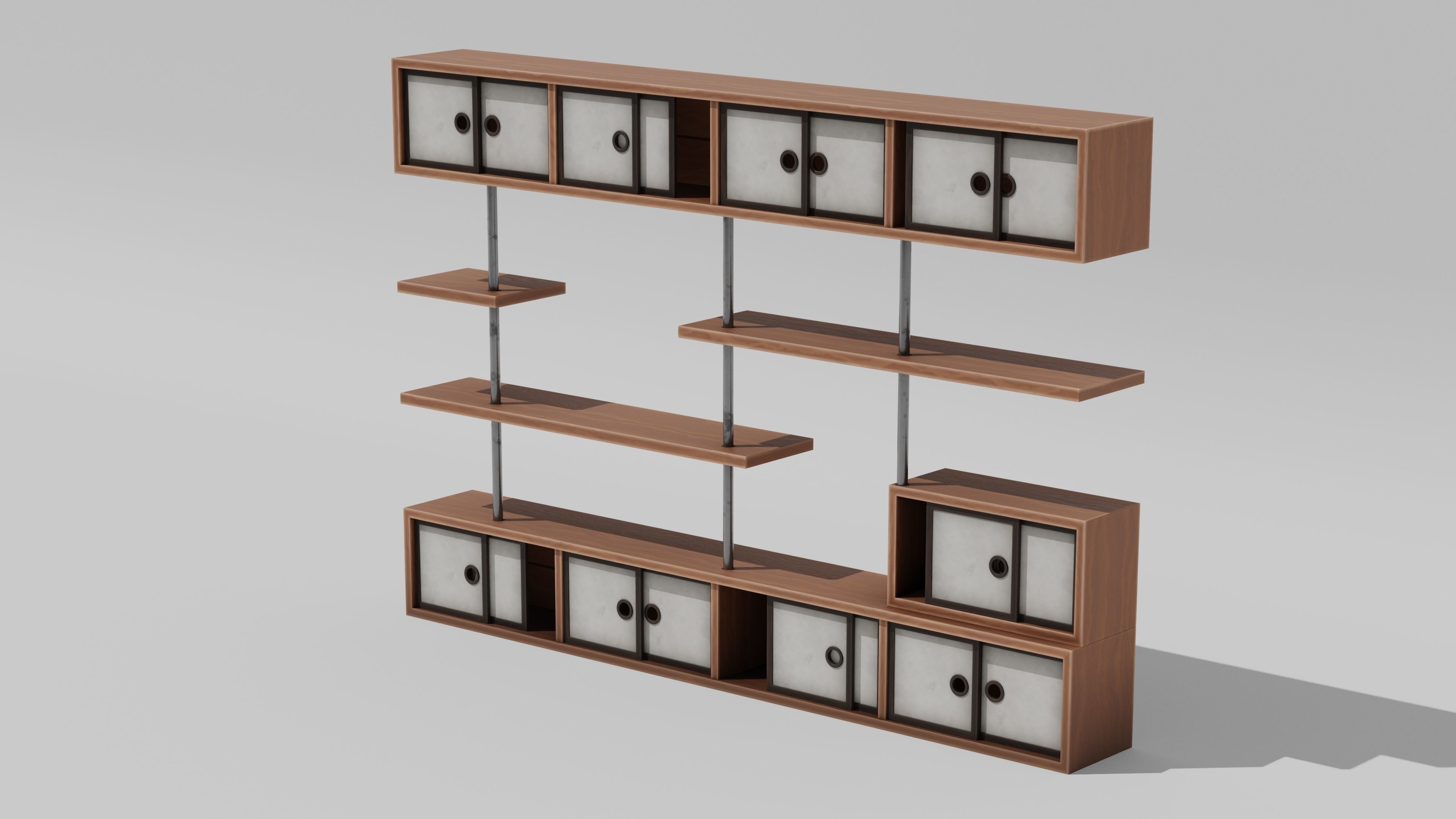 Japanese Furniture Kit - big shelves Low-poly 3D model_1