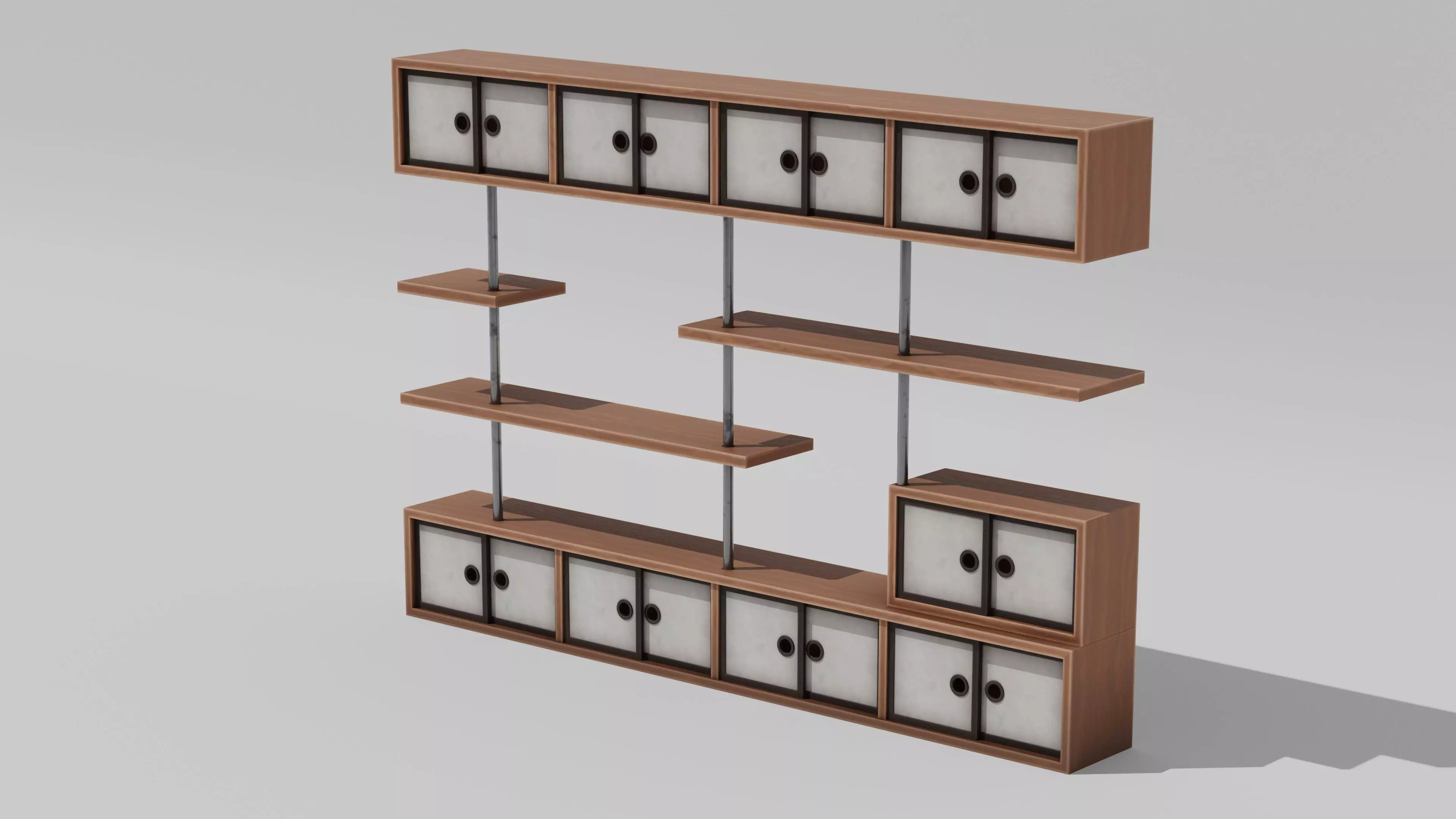 Japanese Furniture Kit - big shelves Low-poly 3D model_0
