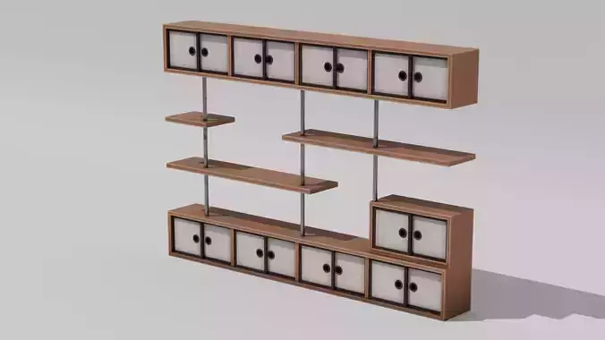 Japanese Furniture Kit - big shelves Low-poly 3D model