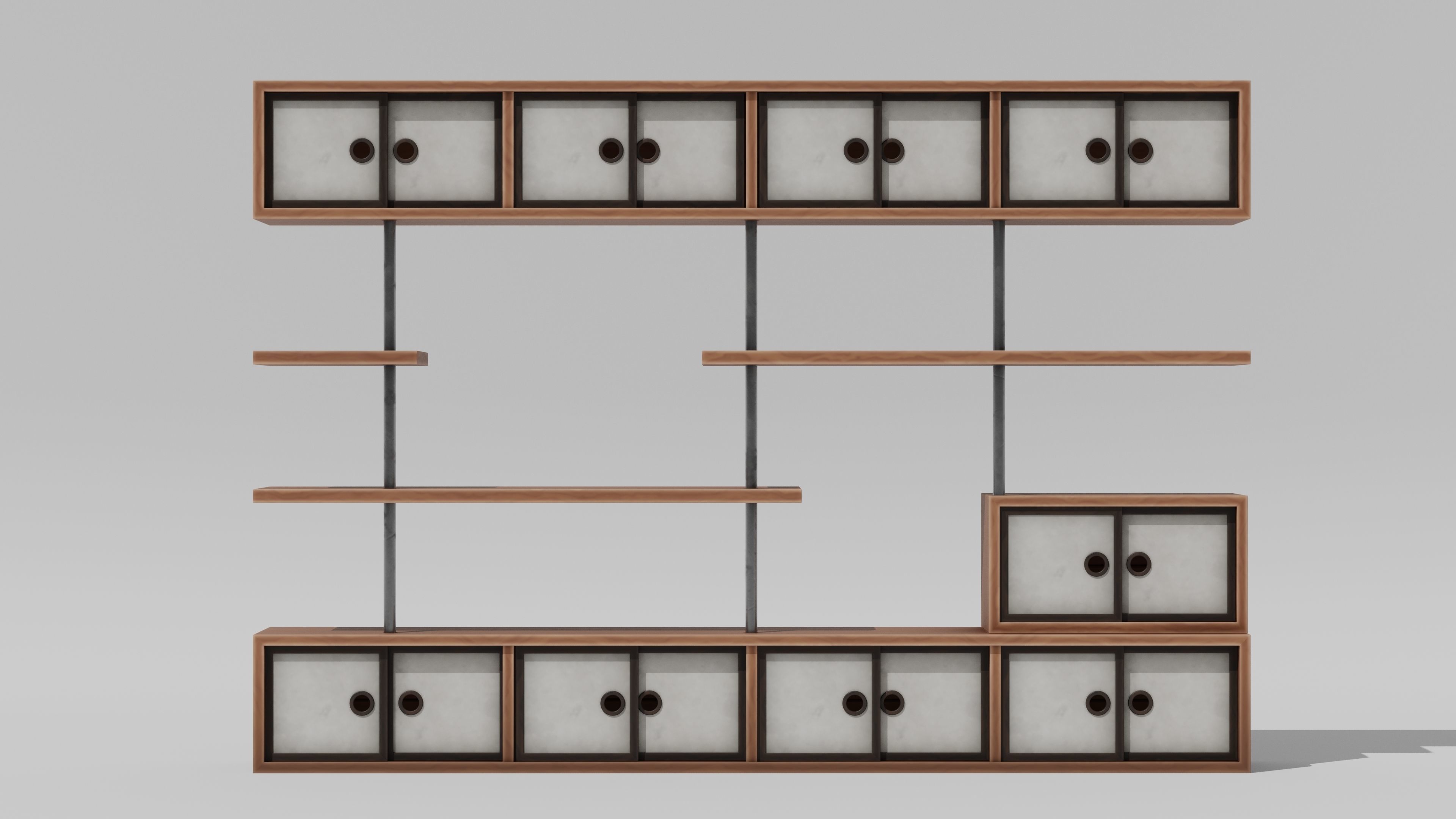 Japanese Furniture Kit - big shelves Low-poly 3D model_9