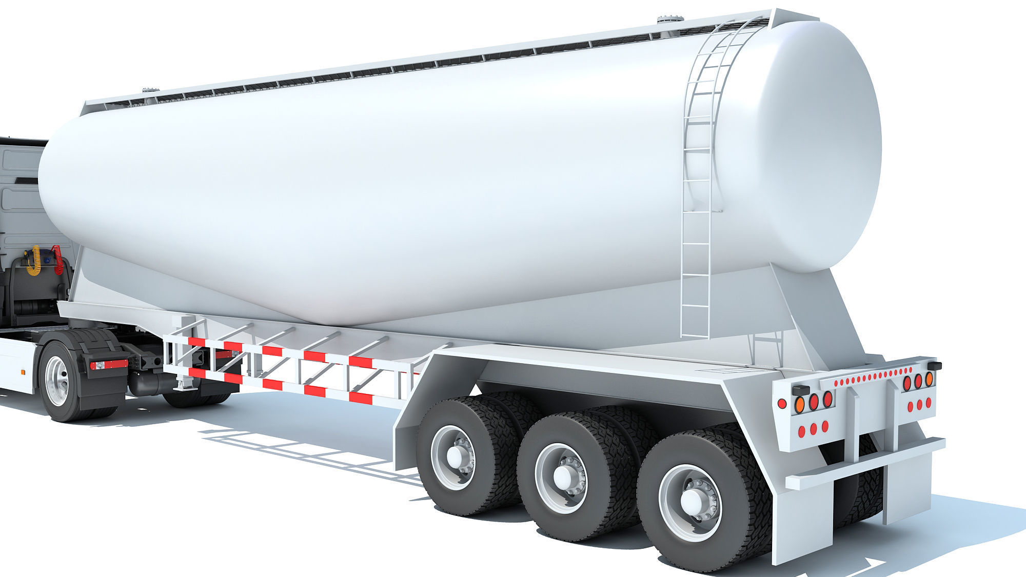 White Truck with Tank Trailer 3D model_15
