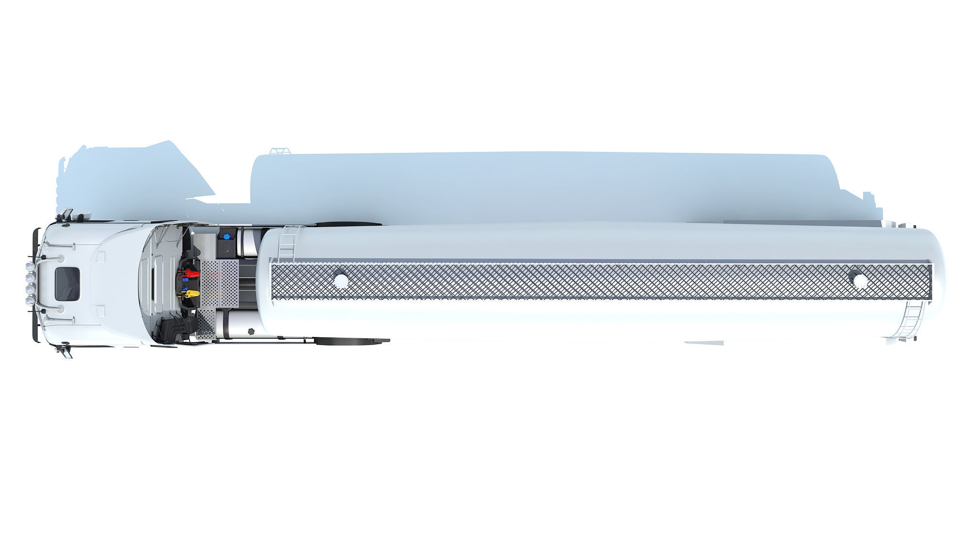 White Truck with Tank Trailer 3D model_11
