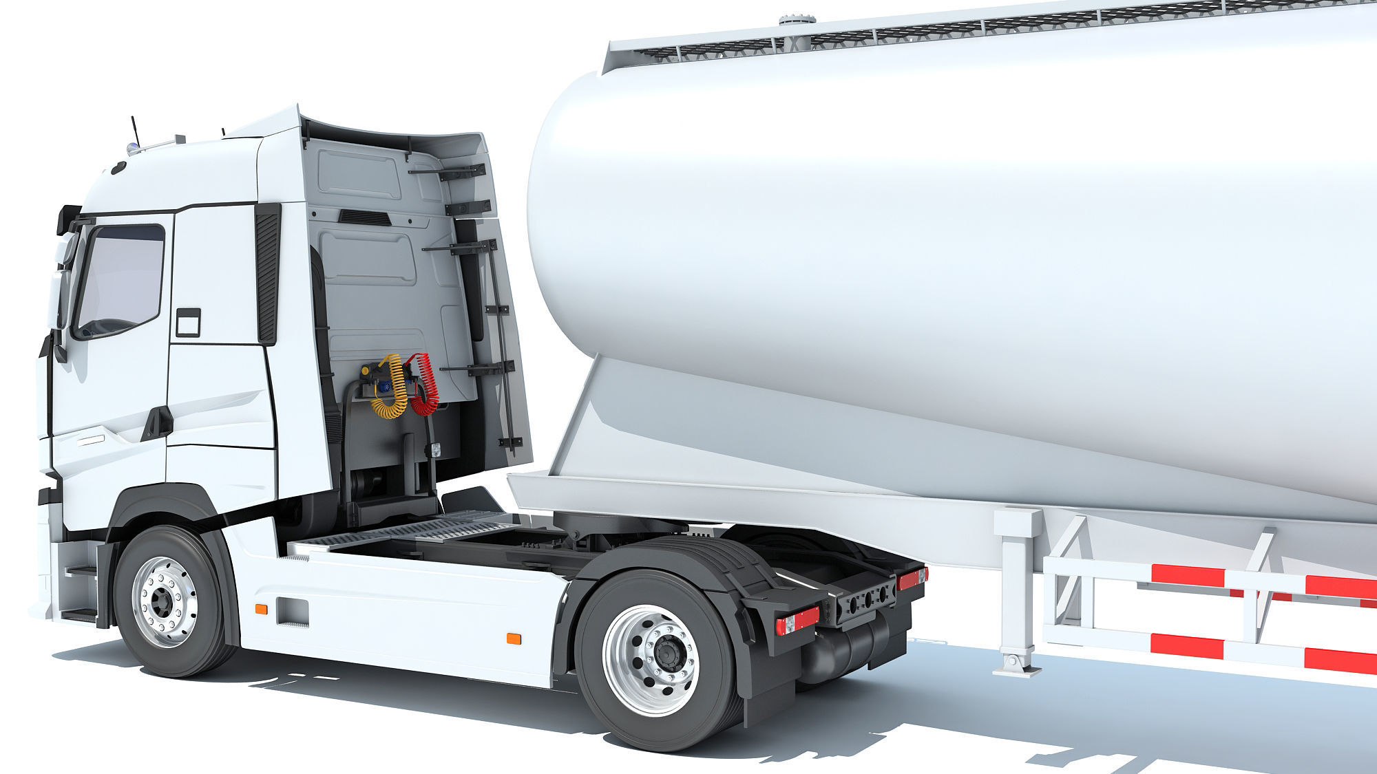 White Truck with Tank Trailer 3D model_13