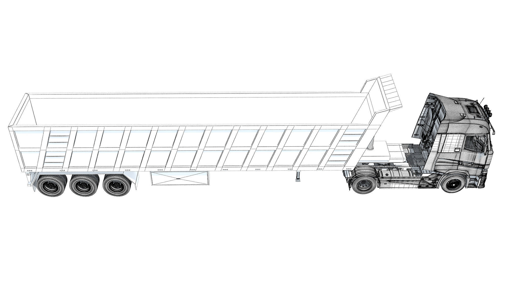 Truck with Tipper Trailer 3D model_19