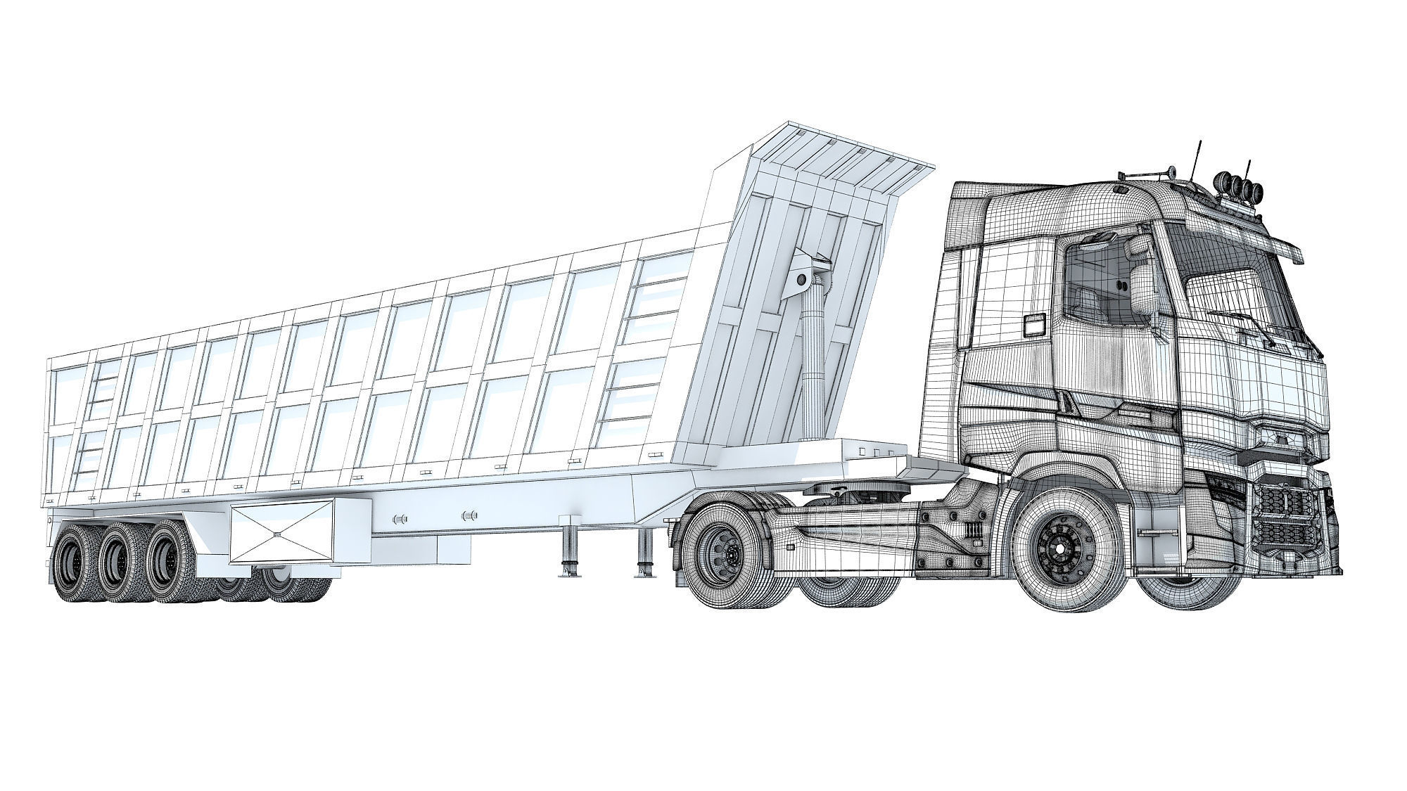 Truck with Tipper Trailer 3D model_20