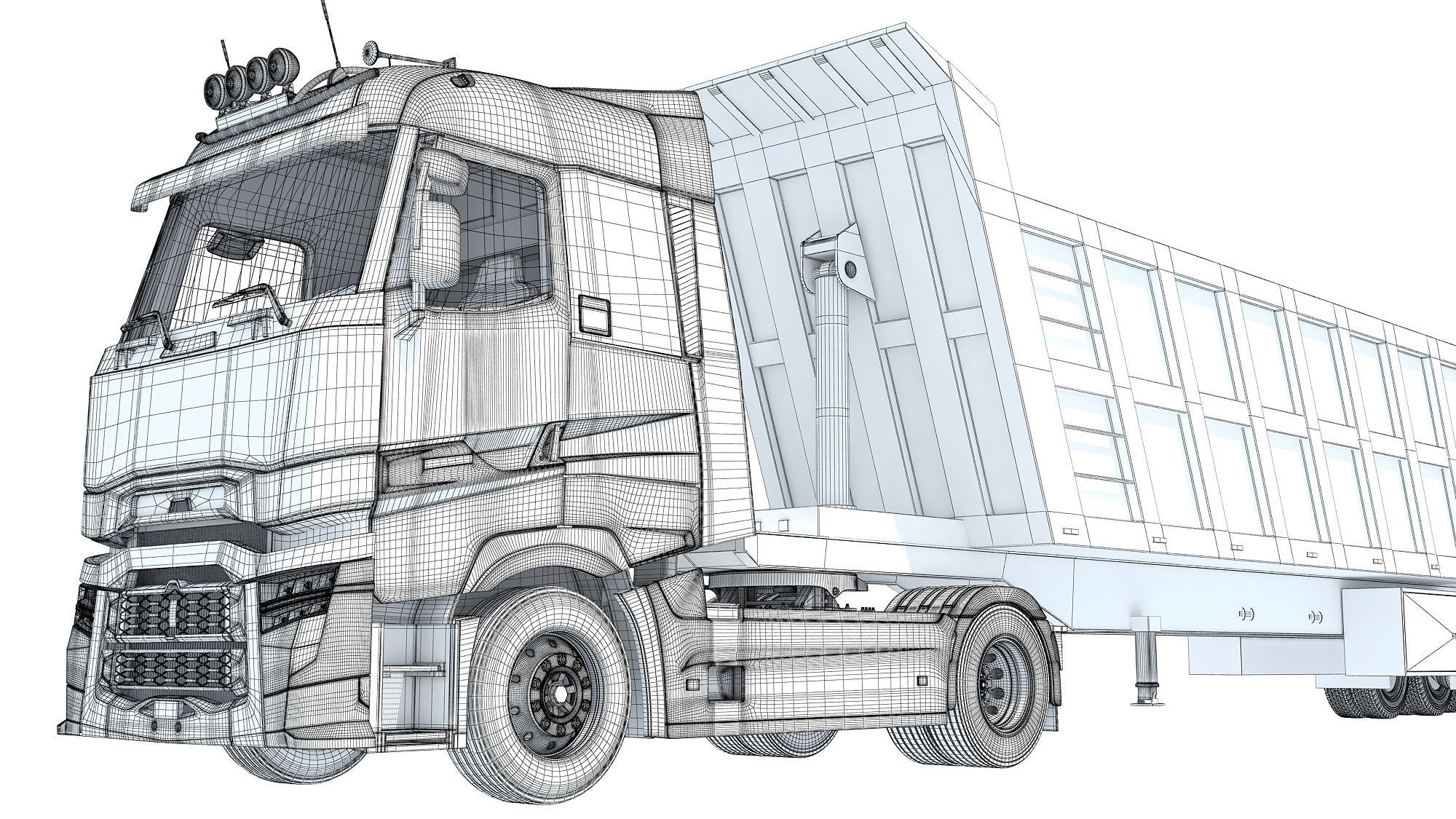 Truck with Tipper Trailer 3D model_21