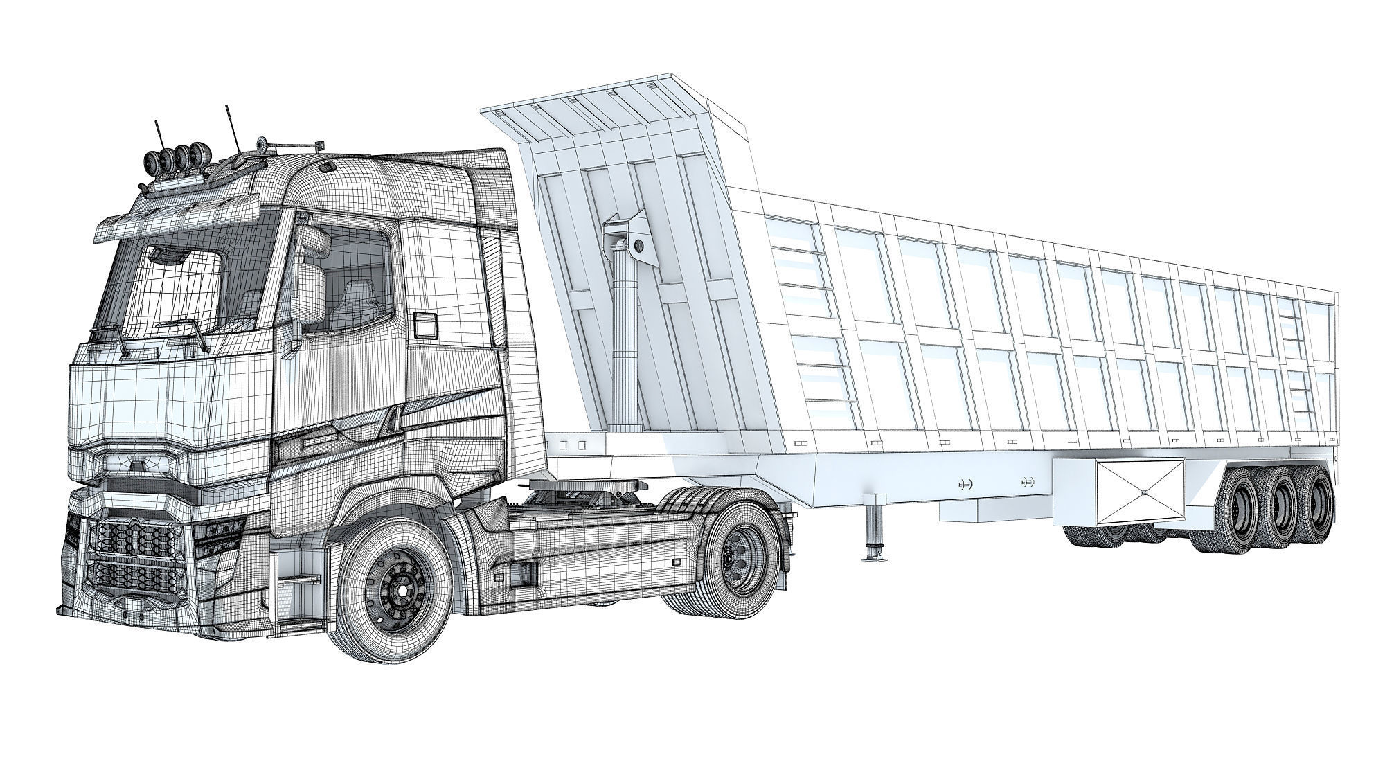 Truck with Tipper Trailer 3D model_17