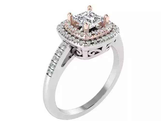 Round Double Halo Ring 1829 3D print model