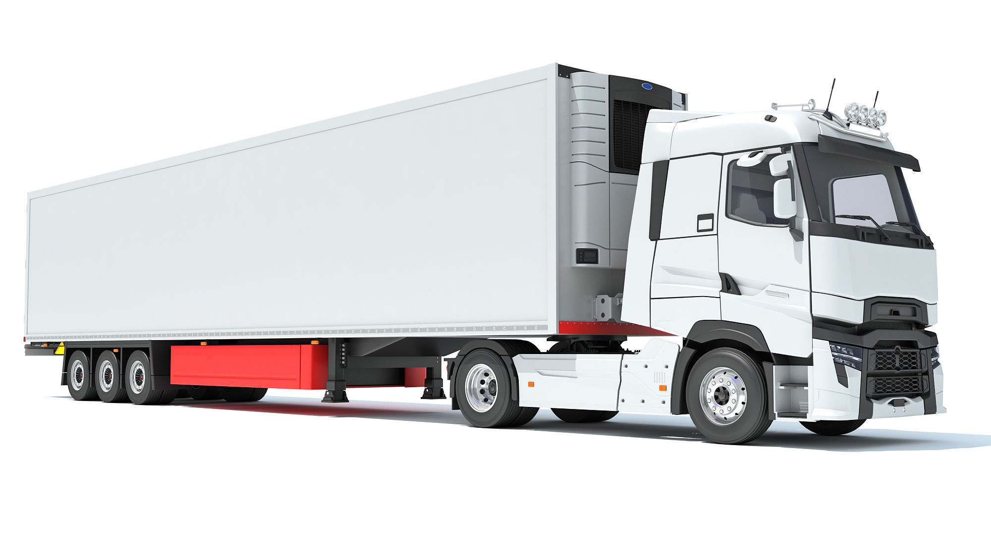 Truck with Reefer Refrigerator Trailer 3D model_9