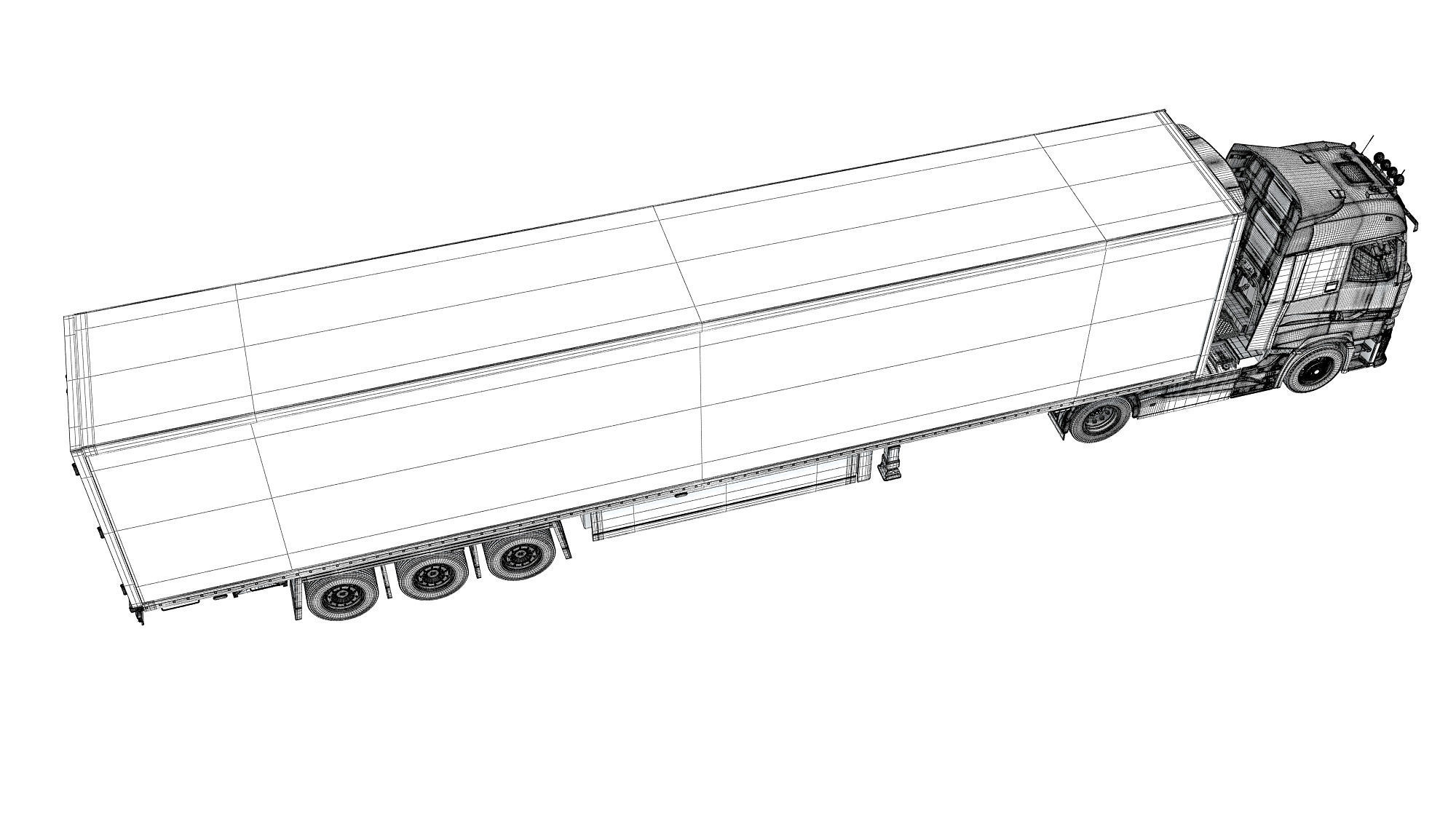 Truck with Reefer Refrigerator Trailer 3D model_18