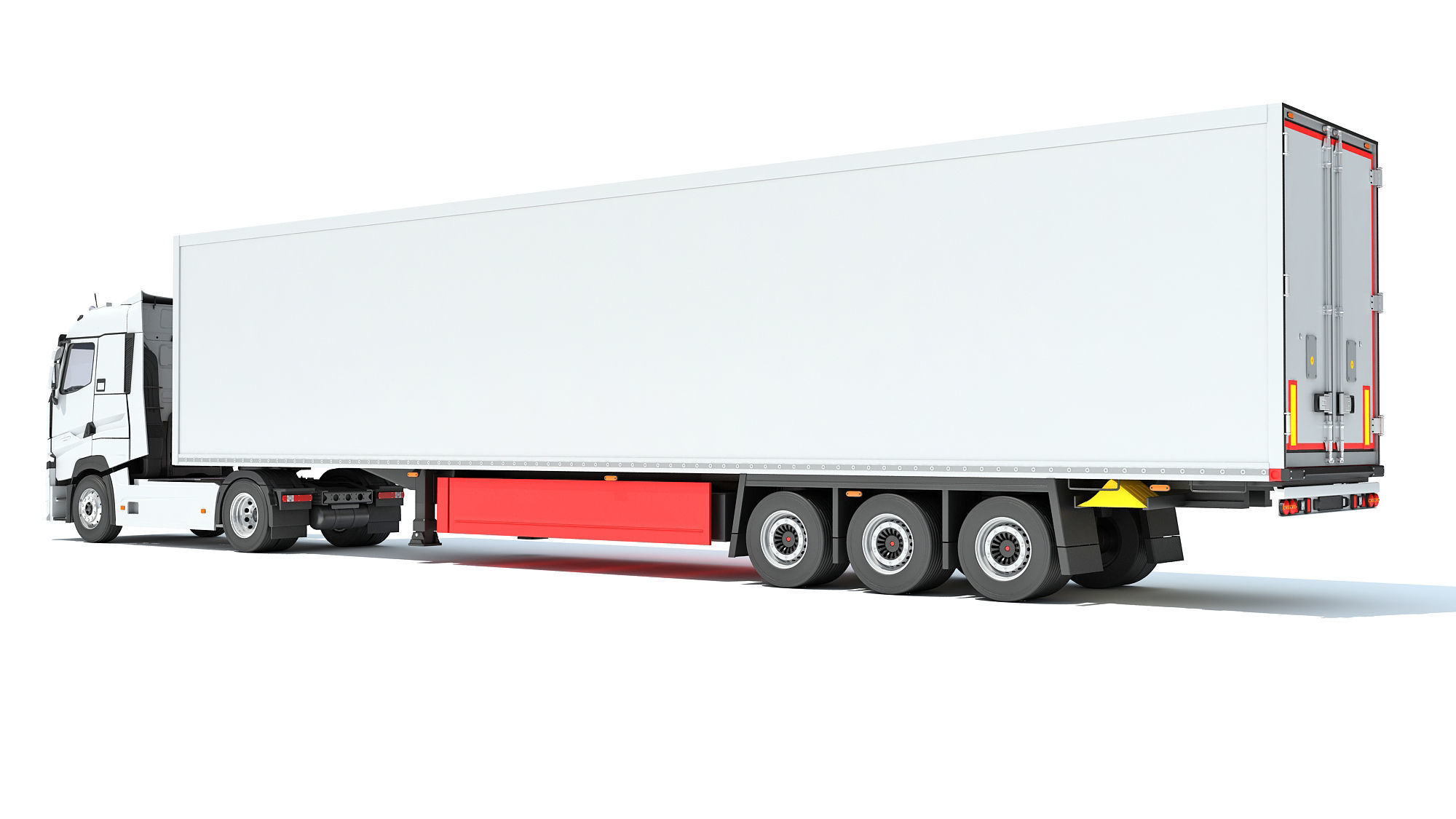 Truck with Reefer Refrigerator Trailer 3D model_2