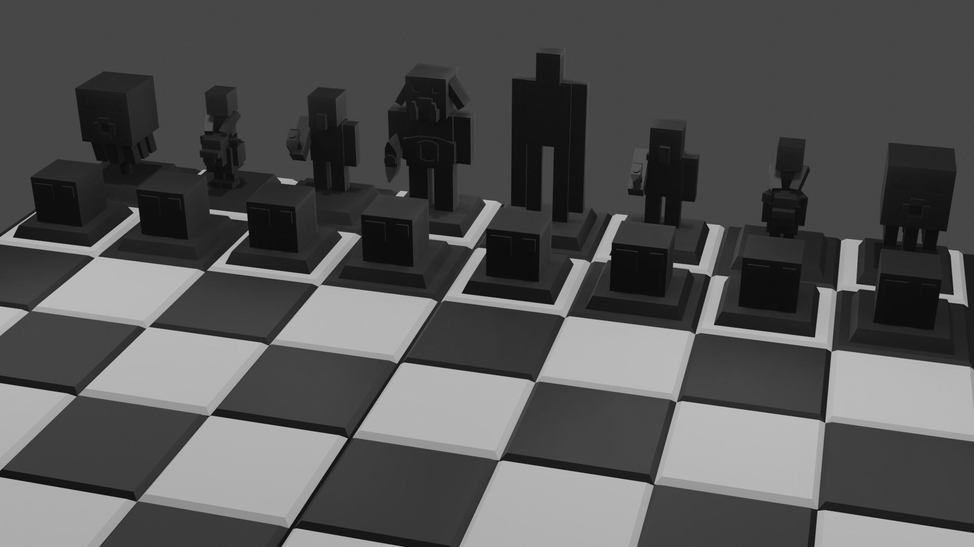 Minecraft Chess Low-poly 3D model_2