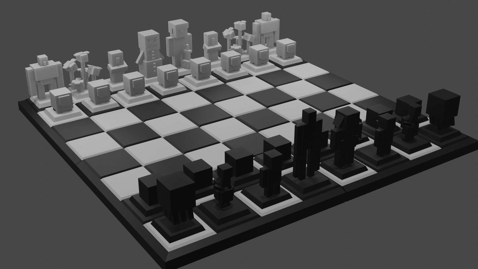 Minecraft Chess Low-poly 3D model_1