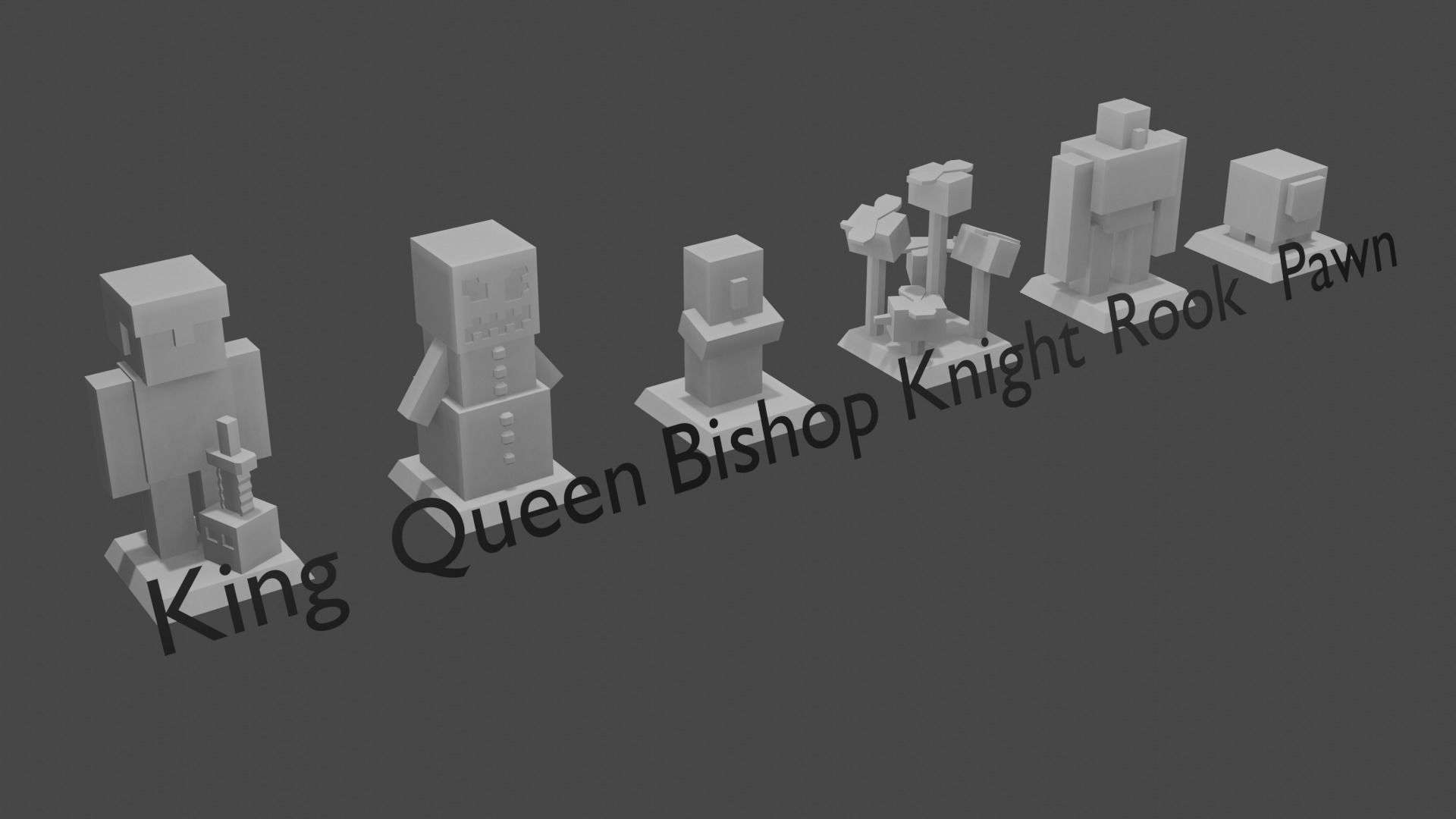 Minecraft Chess Low-poly 3D model_3