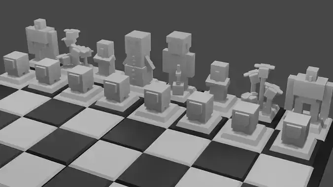 Minecraft Chess Low-poly 3D model