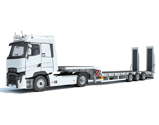 Truck with Platform Trailer 3D model