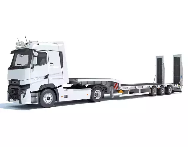 Truck with Platform Trailer 3D model