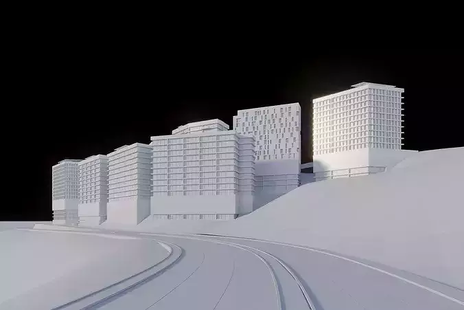 Mixed Used Masterplan Buildings 3D model 4