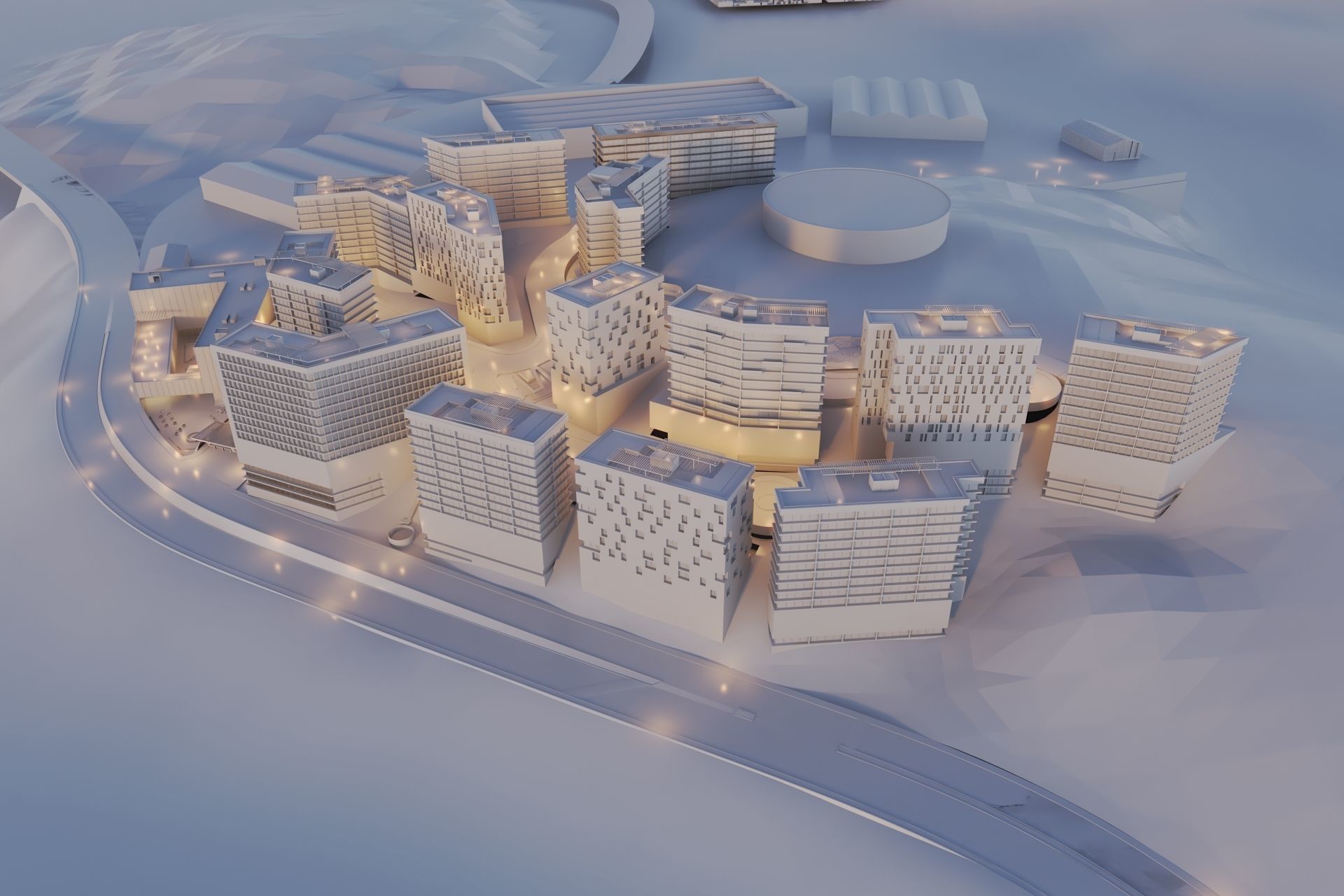 Mixed Used Masterplan Buildings 3D model_9