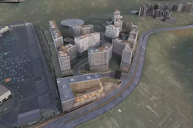Mixed Used Masterplan Buildings 3D model 7