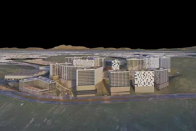 Mixed Used Masterplan Buildings 3D model 5