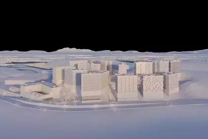 Mixed Used Masterplan Buildings 3D model 6