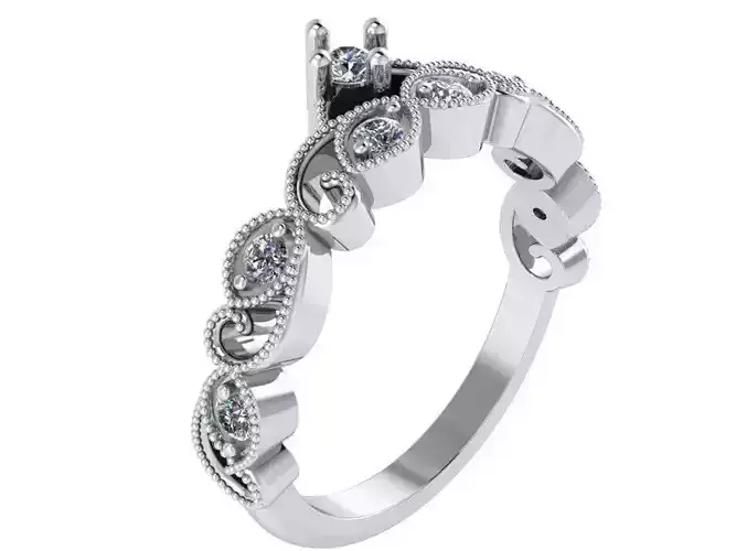 Crown ring with Diamond stones 1878 3D print model