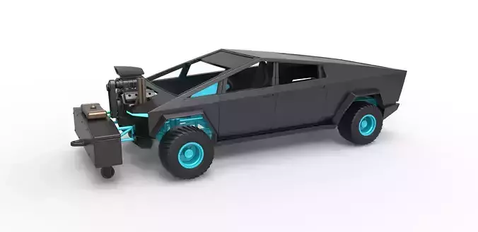 Tesla Cybertruck pulling truck 4wd Scale 1 to 25 3D print model