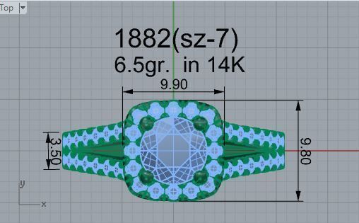 Big stone Diamond ring 1882 3D 3D print model_4