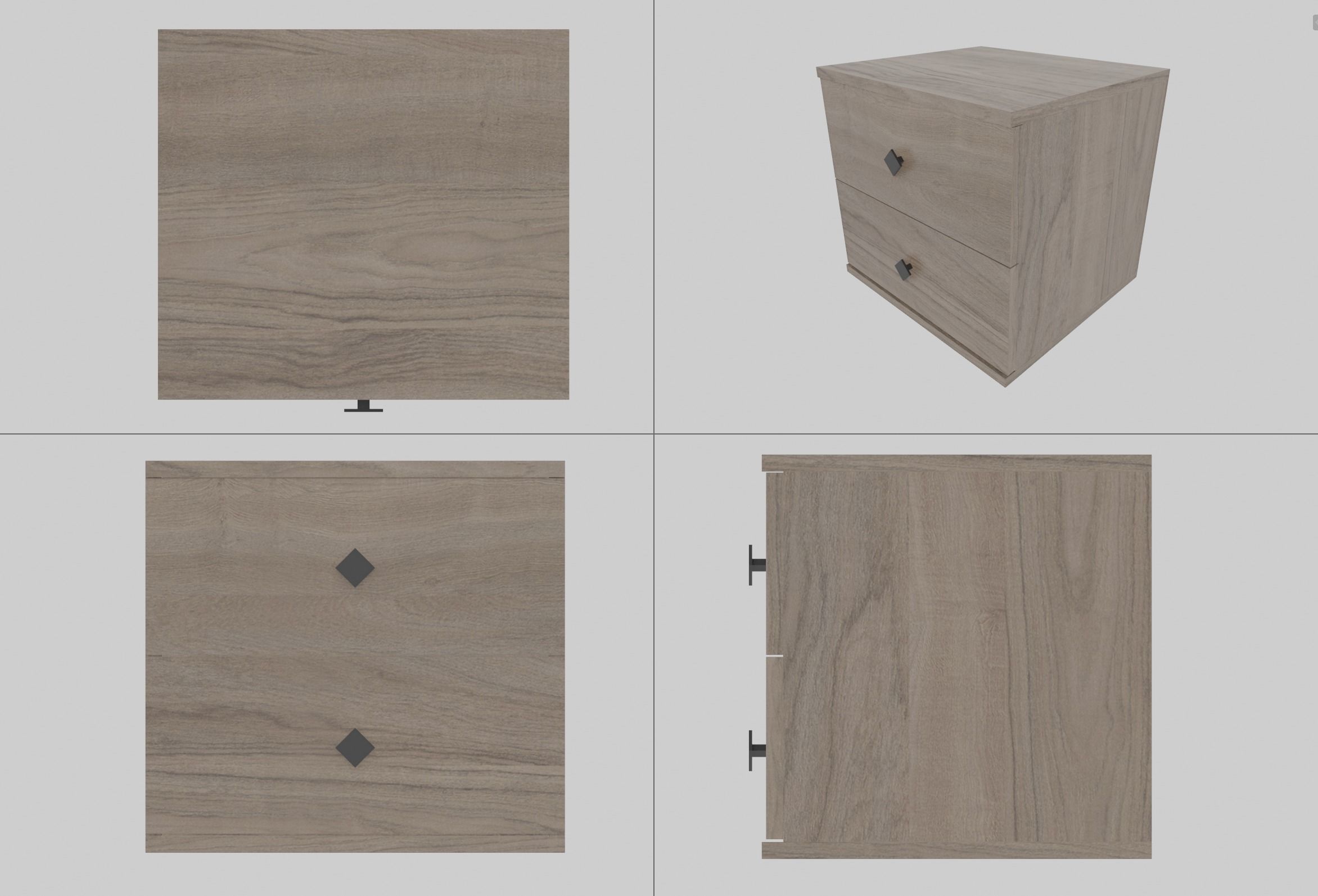 Bedside Table Low-poly 3D model_1
