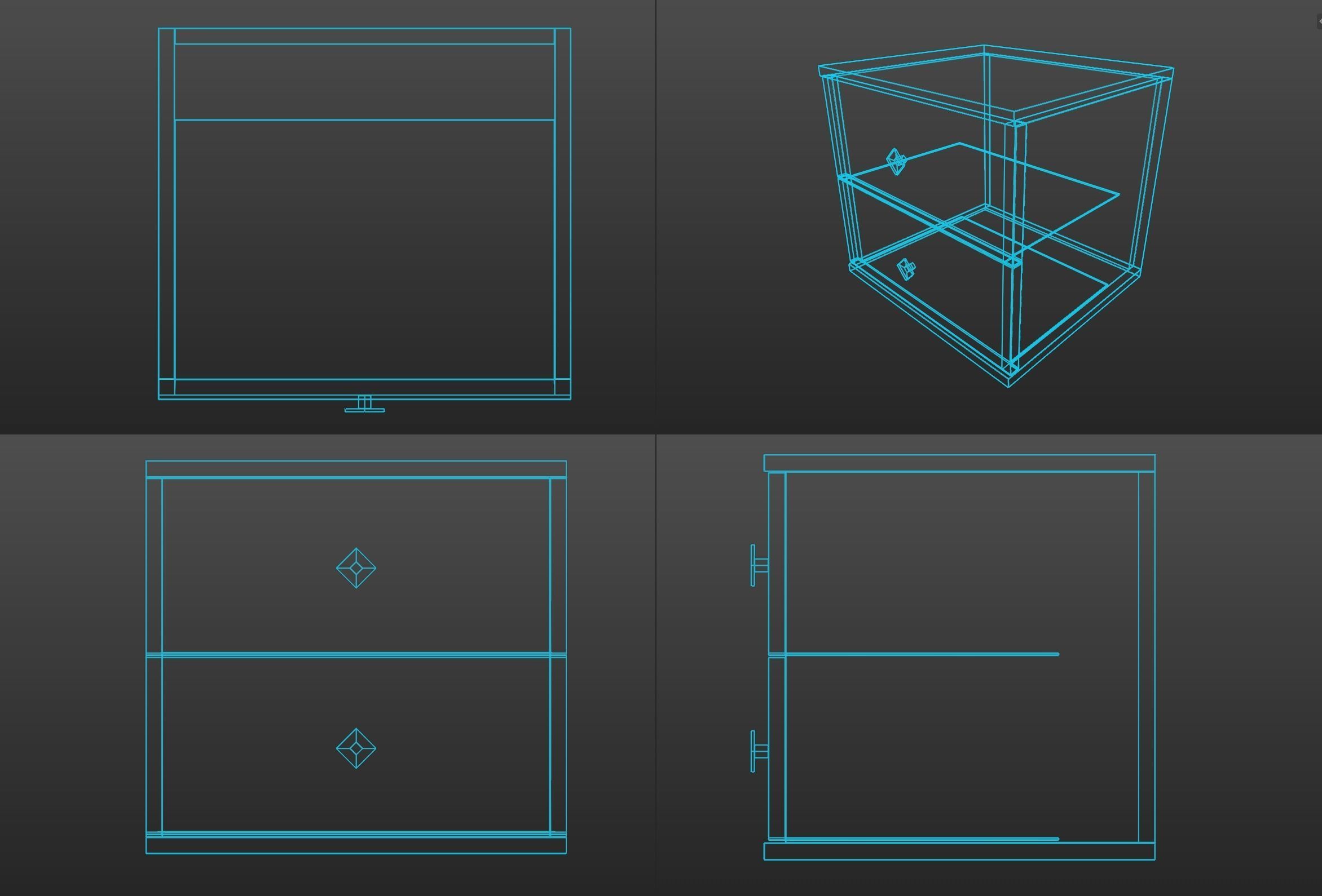 Bedside Table Low-poly 3D model_3