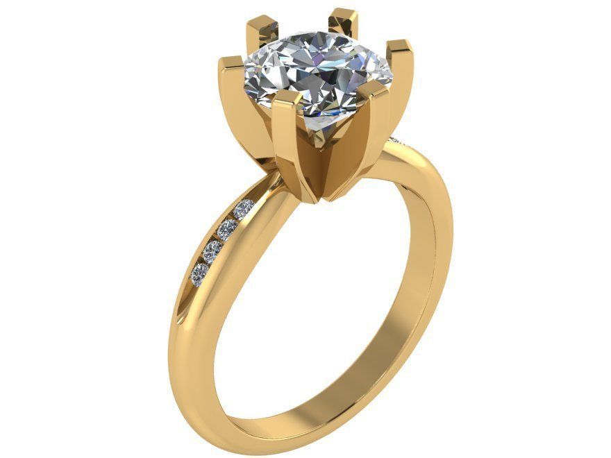 Round Diamond Halo ring 1888 3D print model 3D print model_1