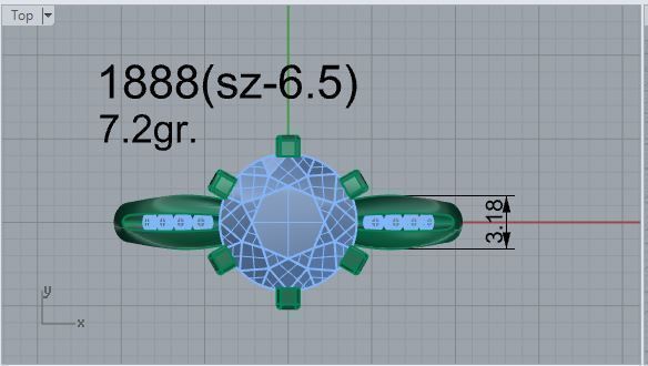 Round Diamond Halo ring 1888 3D print model 3D print model_4